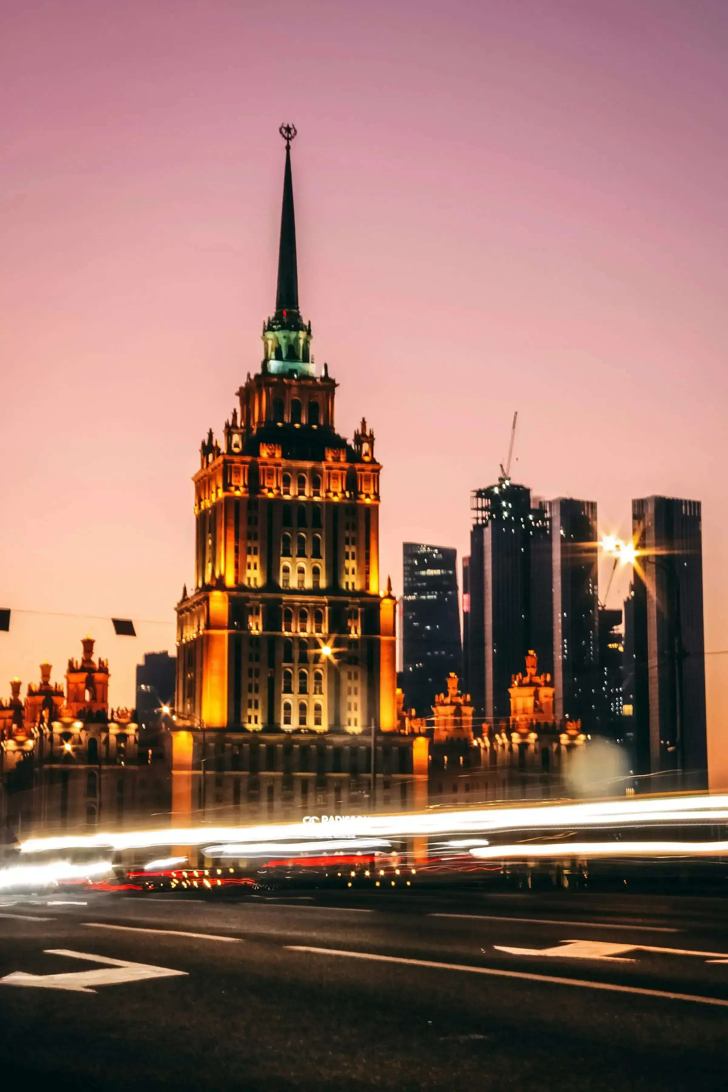 A measured Moscow architectural detail in winter light — the formal aesthetic of the Russian Federation.