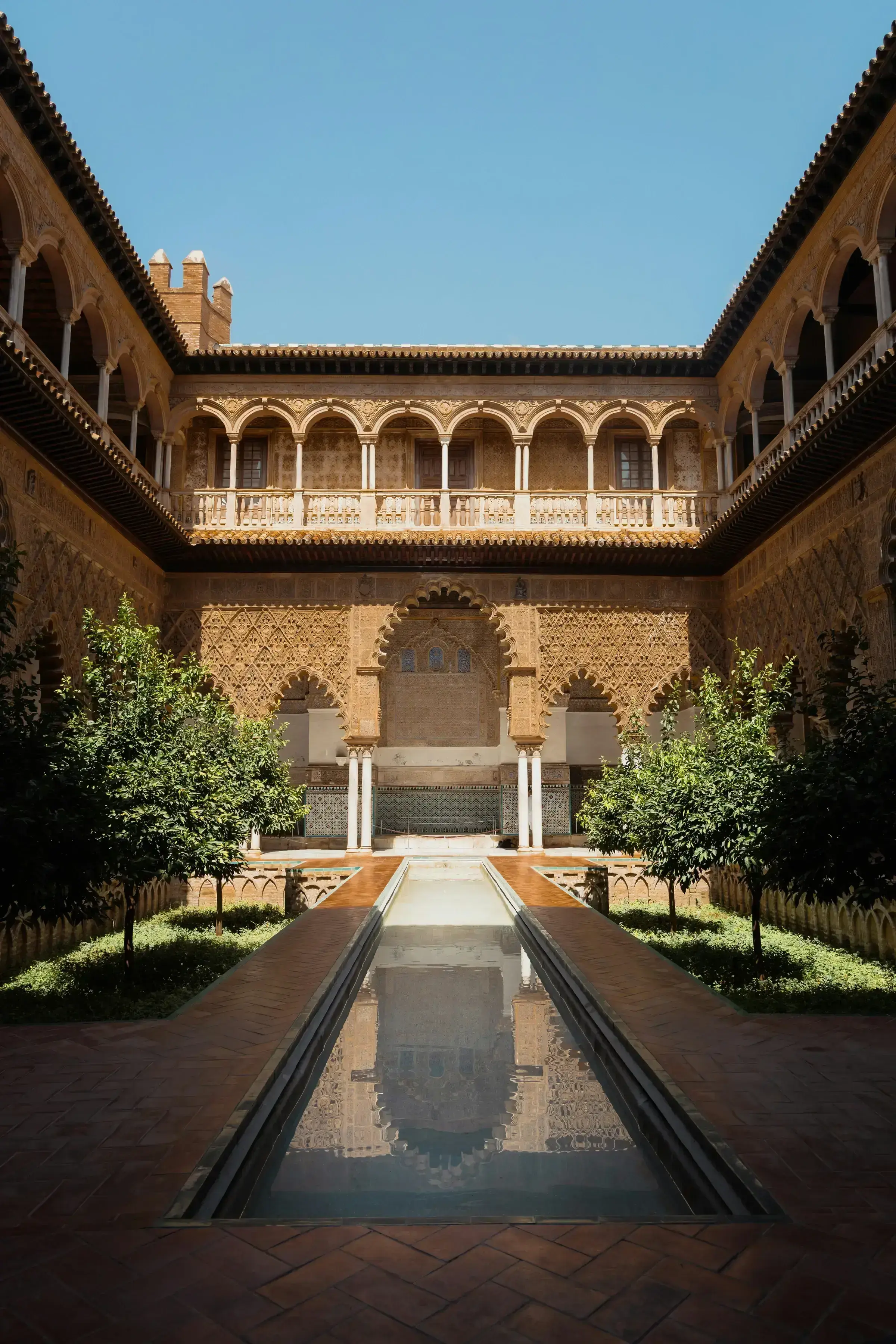 A traditional courtyard interior with restrained Levantine architectural detail.