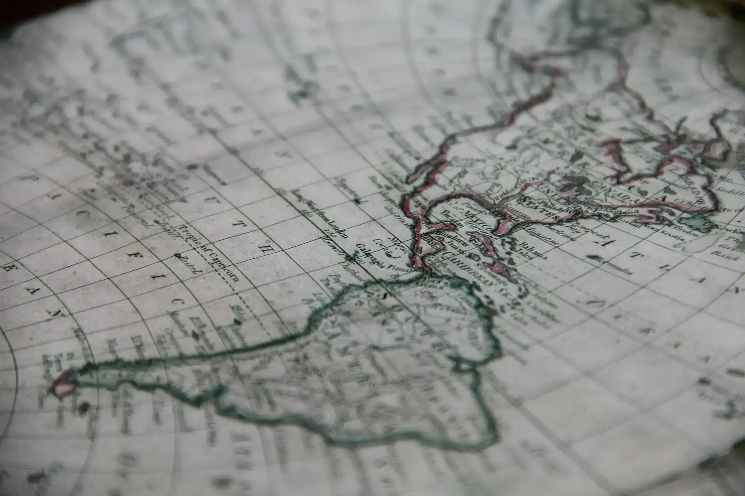 A Caribbean map detail in muted colours, showing the Eastern Caribbean island chain.