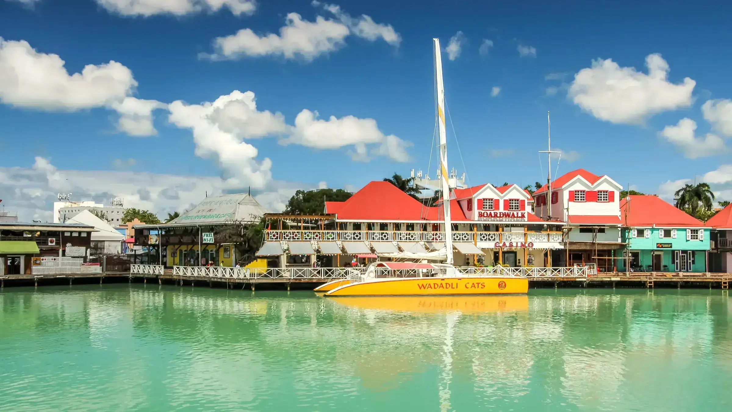 The colourful waterfront at St John's, Antigua