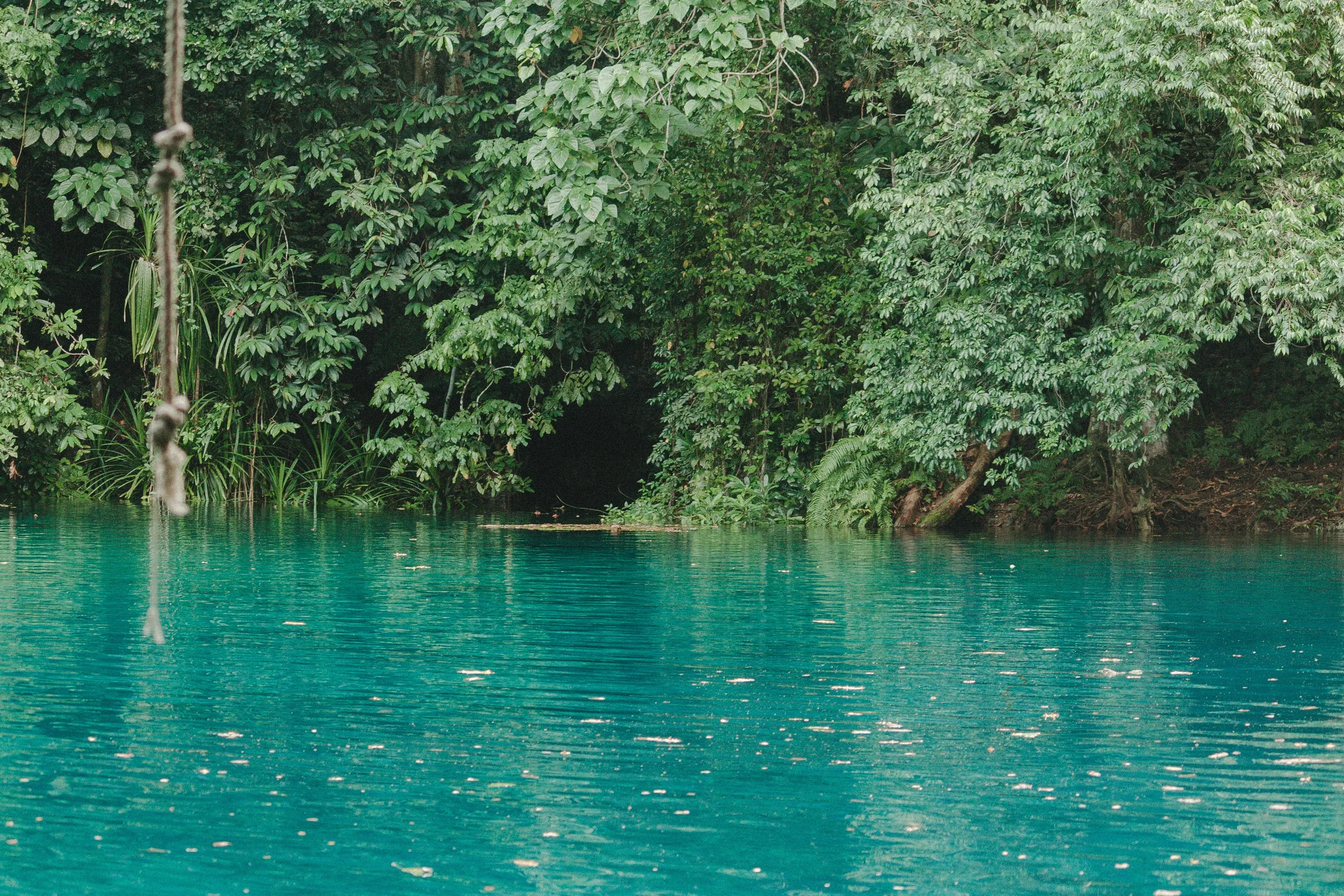 Vanuatu blue pool landscape — Pacific lagoon at first light